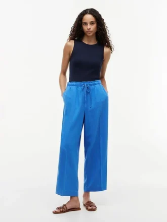 Pantalones ligeros de mezcla de lino sin cremallera