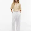Pantalones ligeros de mezcla de lino sin cremallera Pantalones ligeros de mezcla de lino sin cremallera