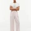Pantalones ligeros de mezcla de lino sin cremallera Pantalones ligeros de mezcla de lino sin cremallera