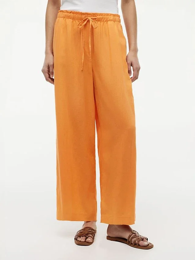 Pantalones ligeros de mezcla de lino sin cremallera Pantalones ligeros de mezcla de lino sin cremallera