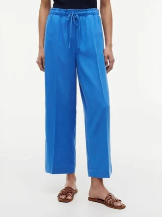 Pantalones ligeros de mezcla de lino sin cremallera