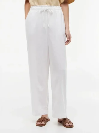 Pantalones ligeros de mezcla de lino sin cremallera