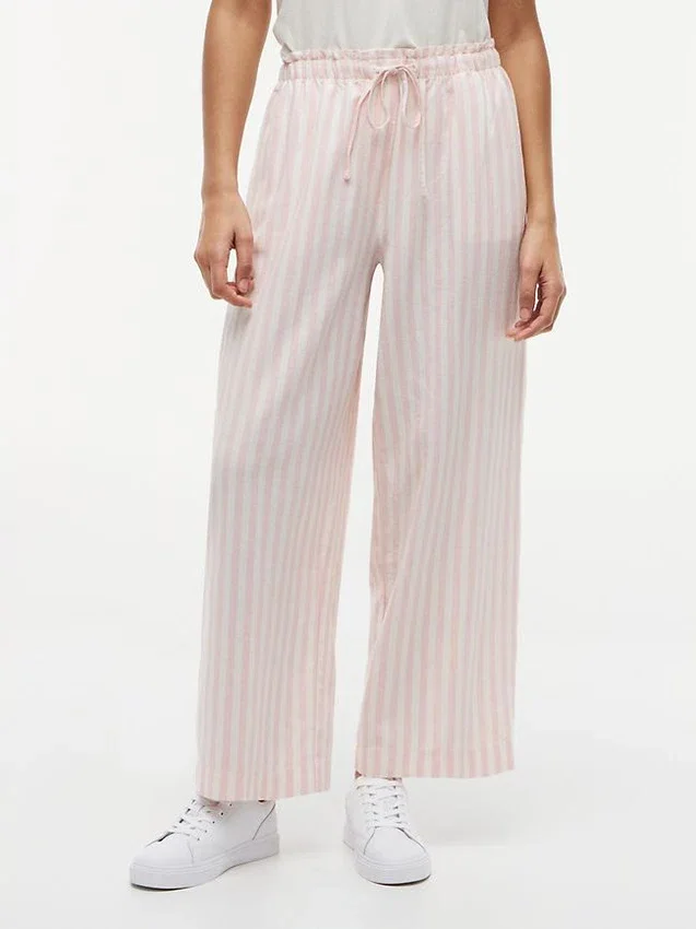 Pantalones ligeros de mezcla de lino sin cremallera Pantalones ligeros de mezcla de lino sin cremallera