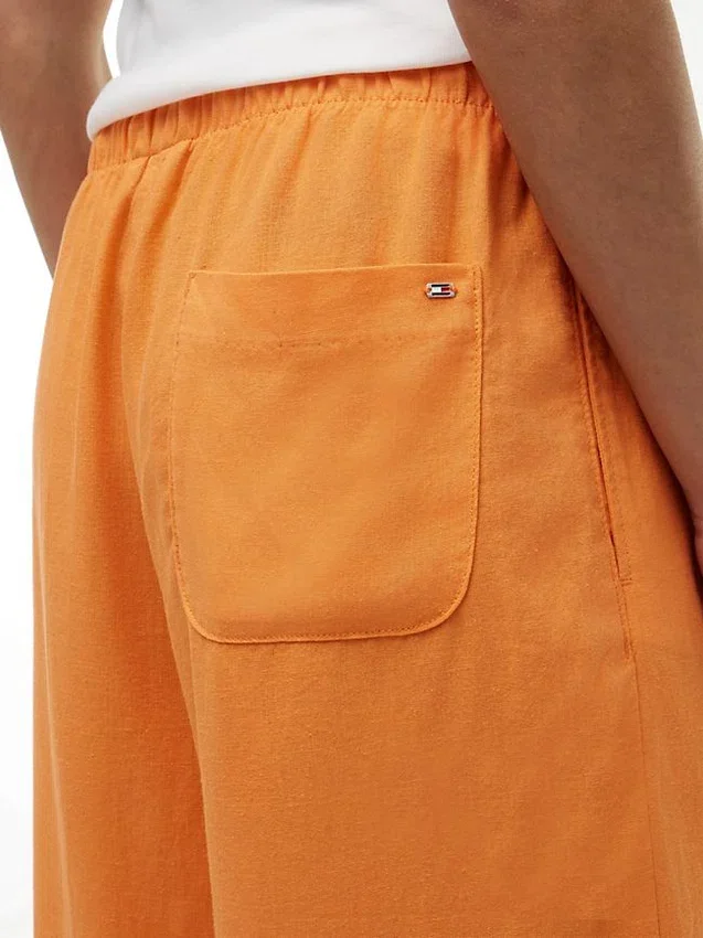 Pantalones ligeros de mezcla de lino sin cremallera Pantalones ligeros de mezcla de lino sin cremallera