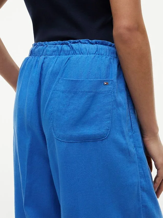 Pantalones ligeros de mezcla de lino sin cremallera Pantalones ligeros de mezcla de lino sin cremallera