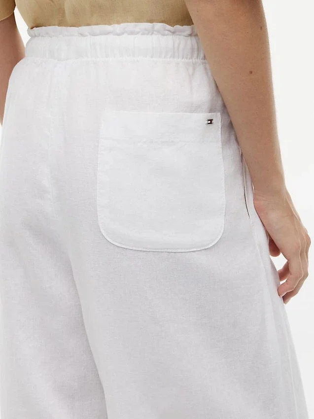 Pantalones ligeros de mezcla de lino sin cremallera Pantalones ligeros de mezcla de lino sin cremallera