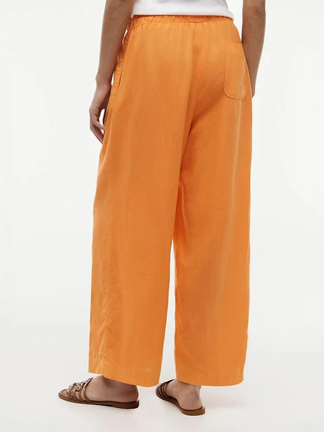 Pantalones ligeros de mezcla de lino sin cremallera Pantalones ligeros de mezcla de lino sin cremallera