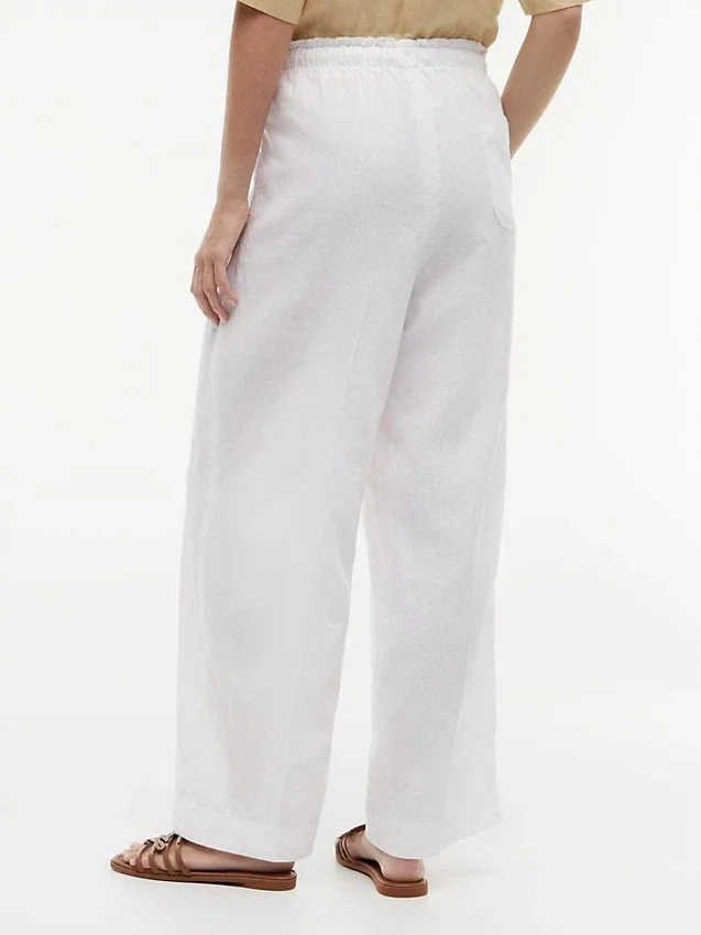 Pantalones ligeros de mezcla de lino sin cremallera Pantalones ligeros de mezcla de lino sin cremallera