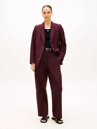 Pantalones rectos holgados de mezcla de lana