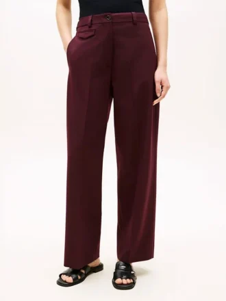 Pantalones rectos holgados de mezcla de lana