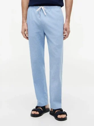 Pantalones sin cremallera de mezcla de algodón y lino Pantalones sin cremallera de mezcla de algodón y lino
