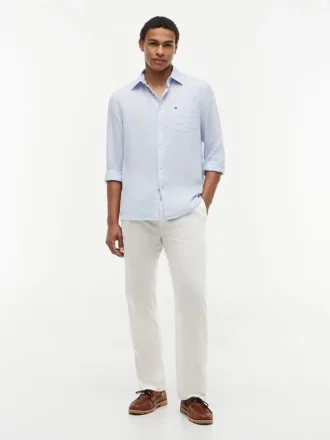 Pantalones sin cremallera de mezcla de algodón y lino Pantalones sin cremallera de mezcla de algodón y lino