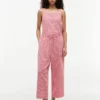 Pantalones sin cremallera de mezcla de lino a cuadros vichy Pantalones sin cremallera de mezcla de lino a cuadros vichy