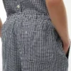 Pantalones sin cremallera de mezcla de lino a cuadros vichy Pantalones sin cremallera de mezcla de lino a cuadros vichy
