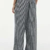 Pantalones sin cremallera de mezcla de lino a cuadros vichy Pantalones sin cremallera de mezcla de lino a cuadros vichy