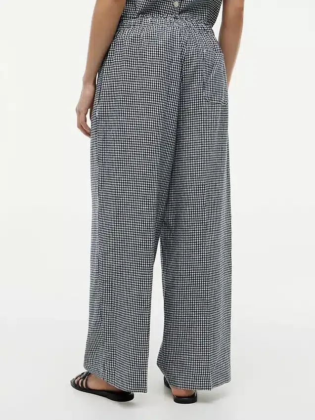 Pantalones sin cremallera de mezcla de lino a cuadros vichy Pantalones sin cremallera de mezcla de lino a cuadros vichy