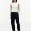 Pantalones sin cremallera de mezcla de lino y algodón Pantalones sin cremallera de mezcla de lino y algodón