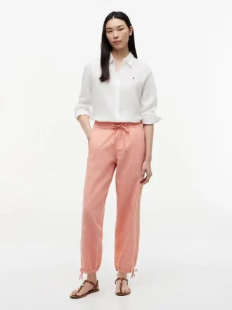 Pantalones sin cremallera de mezcla de lino y algodón