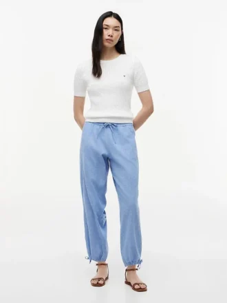 Pantalones sin cremallera de mezcla de lino y algodón