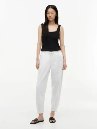 Pantalones sin cremallera de mezcla de lino y algodón