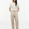 Pantalones sin cremallera de mezcla de lino y algodón
