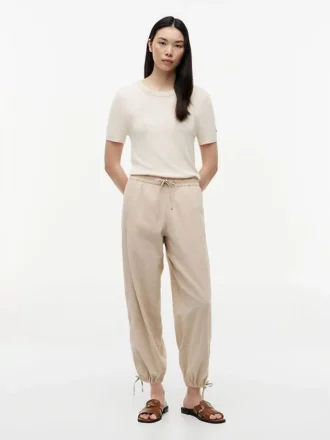 Pantalones sin cremallera de mezcla de lino y algodón