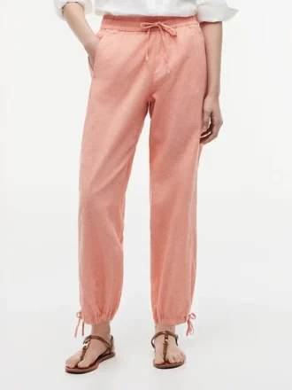 Pantalones sin cremallera de mezcla de lino y algodón
