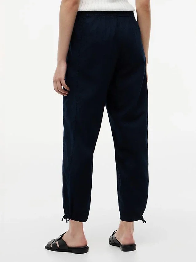 Pantalones sin cremallera de mezcla de lino y algodón Pantalones sin cremallera de mezcla de lino y algodón