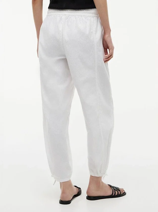 Pantalones sin cremallera de mezcla de lino y algodón Pantalones sin cremallera de mezcla de lino y algodón