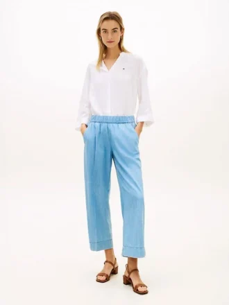Pantalones tobilleros de pierna ancha sin cremallera