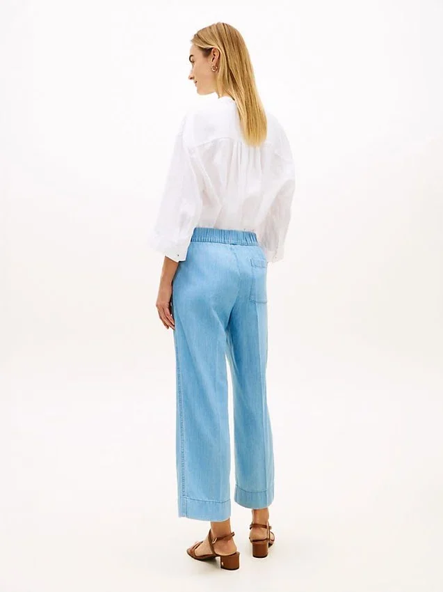 Pantalones tobilleros de pierna ancha sin cremallera Pantalones tobilleros de pierna ancha sin cremallera
