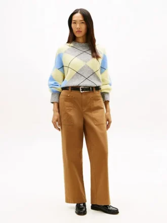 Pantalones utilitarios elásticos de pierna ancha