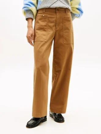 Pantalones utilitarios elásticos de pierna ancha