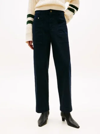 Pantalones utilitarios elásticos de pierna ancha