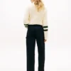 Pantalones utilitarios elásticos de pierna ancha Pantalones utilitarios elásticos de pierna ancha