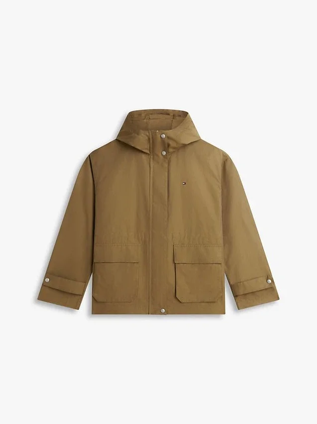 Parka corta con capucha resistente al agua Parka corta con capucha resistente al agua