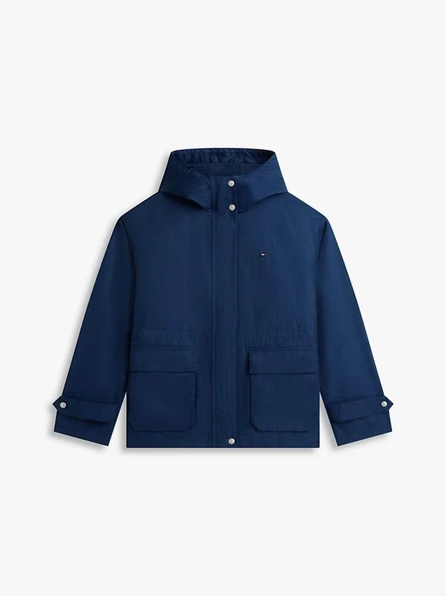 Parka corta con capucha resistente al agua Parka corta con capucha resistente al agua