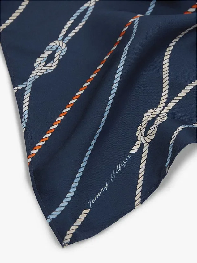 Pañuelo de seda con estampado de cuerda náutica Pañuelo de seda con estampado de cuerda náutica