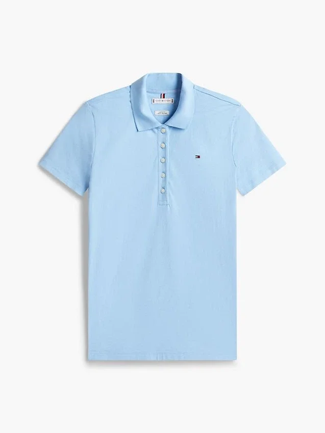 Polo de algodón elástico de corte entallado Polo de algodón elástico de corte entallado