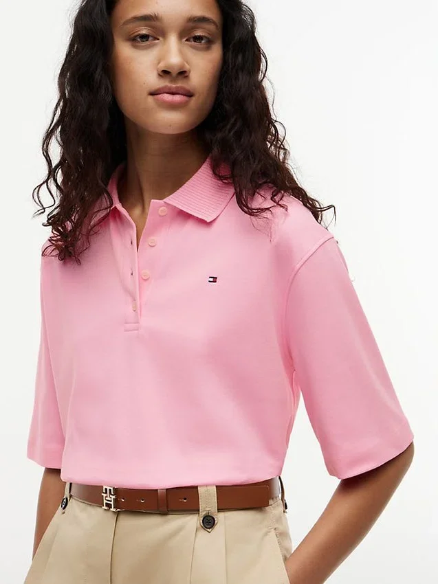 Polo de algodón interlock de corte holgado Polo de algodón interlock de corte holgado