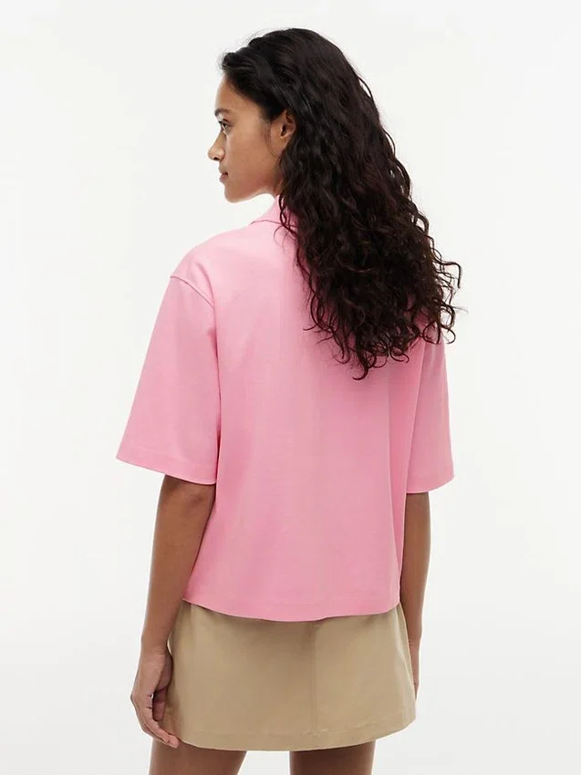 Polo de algodón interlock de corte holgado Polo de algodón interlock de corte holgado