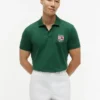 Polo de algodón liso con bandera ondulada y corte regular