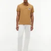 Polo de algodón liso con bandera ondulada y corte regular
