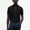 Polo de algodón liso con cremallera de corte regular