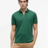 Polo de algodón liso con cremallera de corte regular