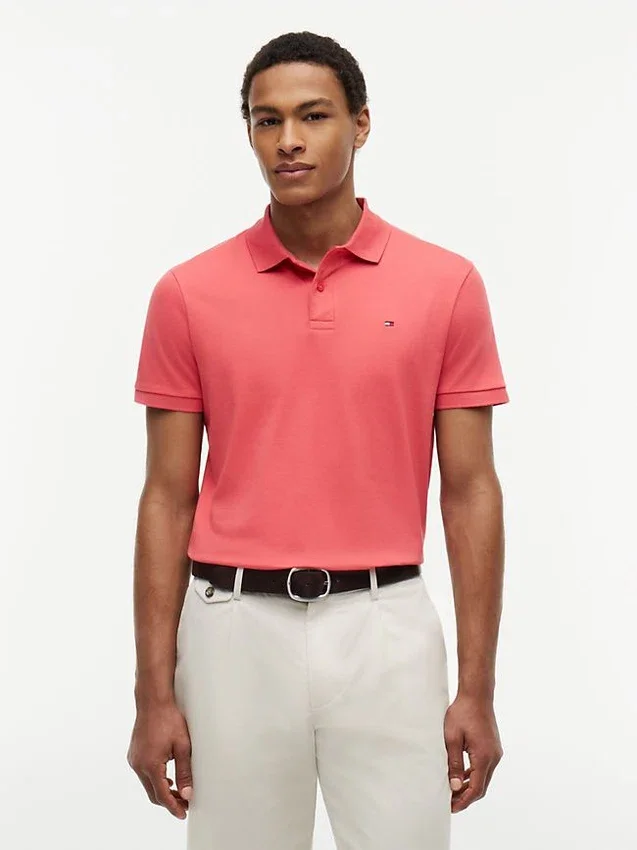 Polo de algodón liso de corte regular Polo de algodón liso de corte regular