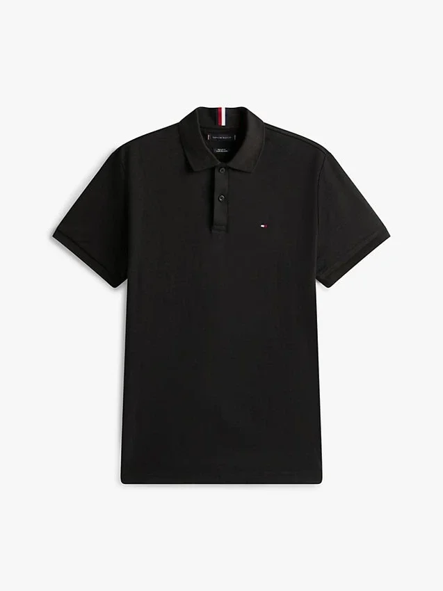 Polo de algodón liso de corte regular Polo de algodón liso de corte regular