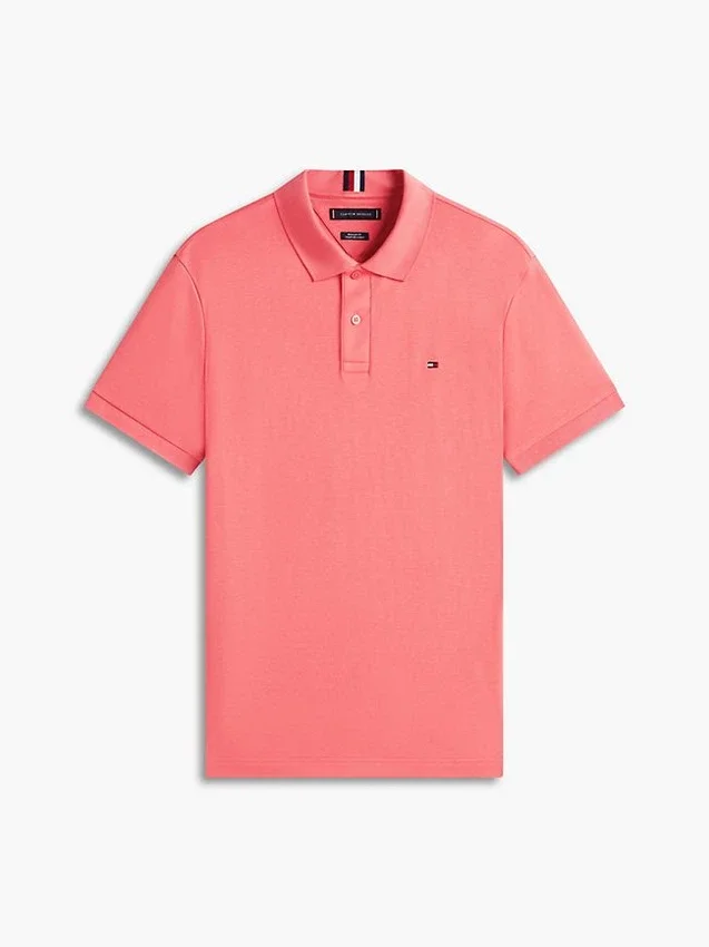 Polo de algodón liso de corte regular Polo de algodón liso de corte regular