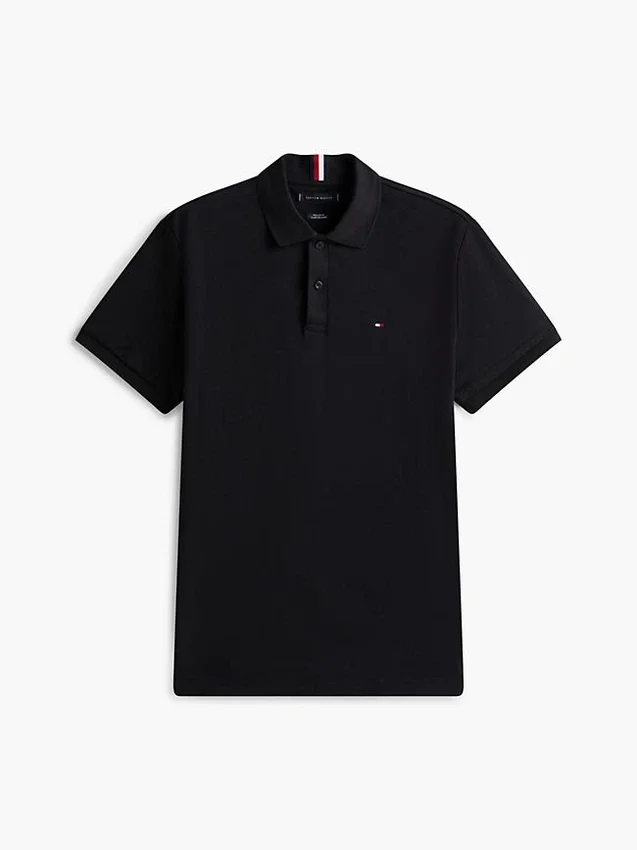 Polo de algodón liso de corte regular Polo de algodón liso de corte regular