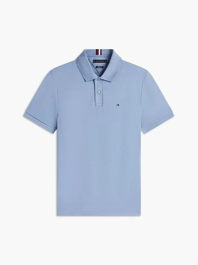 Polo de algodón liso de corte regular Polo de algodón liso de corte regular